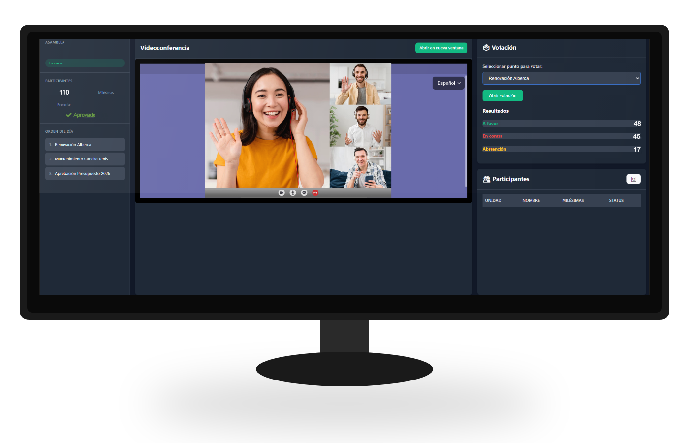 Asamblea virtual de condominio con votación en Residio
